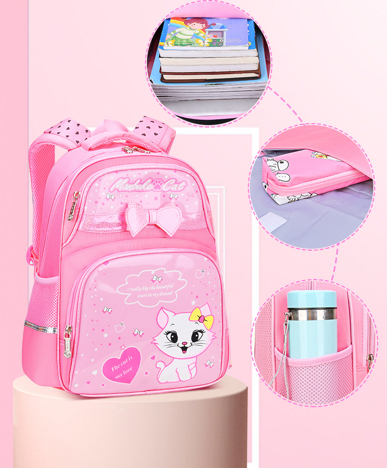 Рюкзак портфель школьный для девочек с анатомической спинкой для 1-3 классов "Милая Кошечка" с бантиком