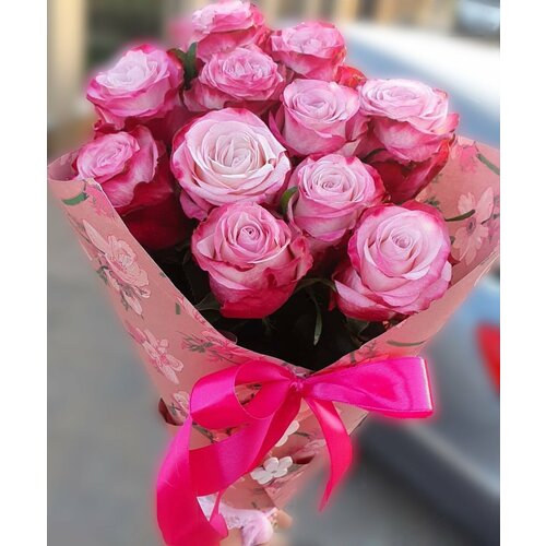 Премиум букет из розовых роз, цветы премиум, шикарный, красивый букет цветов, роза.