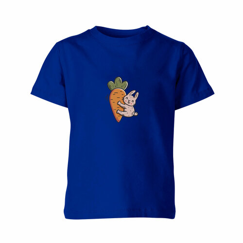 детская футболка жадный заяц обнимает морковь 104 синий Футболка Us Basic, размер 12, синий