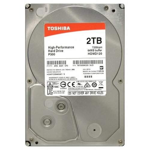 Жесткий диск Toshiba HDWD120 2Tb 7200 SATAIII 35 HDD 10370₽