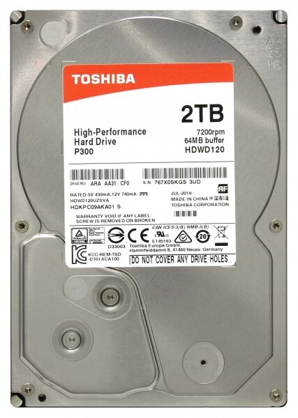 Жесткий диск Toshiba HDWD120UZSVA 2Tb 7200 SATAIII 3,5" HDD