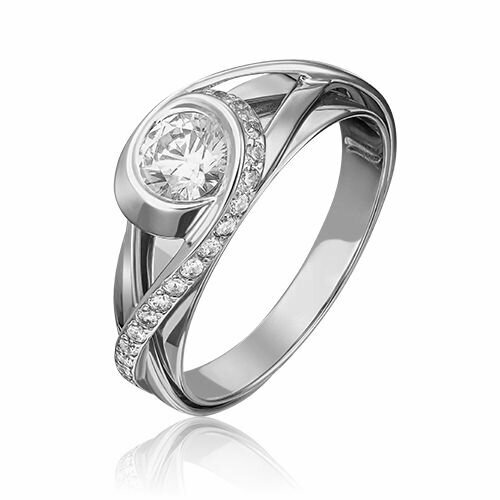 Перстень PLATINA, белое золото, 585 проба, родирование, фианит, размер 16.5 platina jewelry золотое кольцо с вставками swarovski 01 4730 00 501 1120 38 размер 18