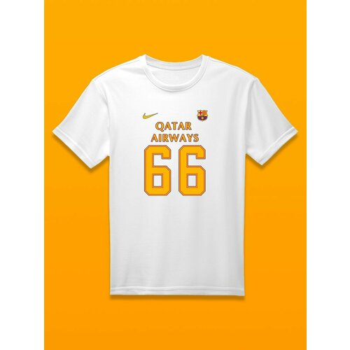 Футболка Барселона номер 66, размер 6XL, белый