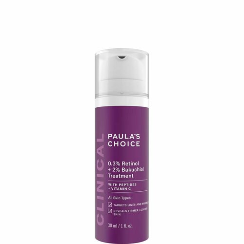 Paula's Choice Сыворотка с ретинолом и бакучиолом Clinical 0.3% Retinol +2% Bakuchiol Treatment with peptides+vitamin C 30 ml