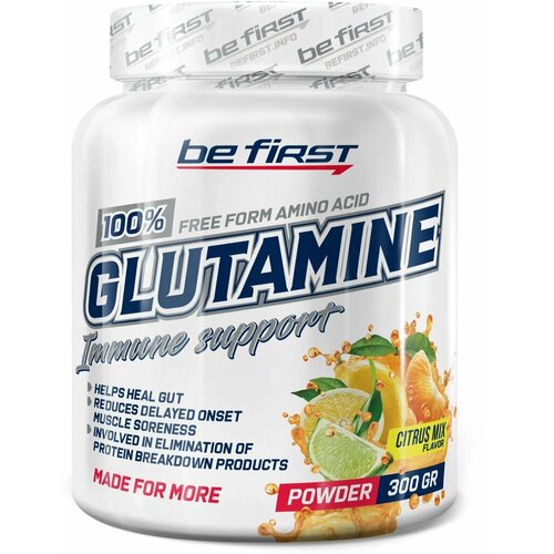 Be First Glutamine powder 300 гр (Цитрусовый микс) be first glutamine powder глутамин 300 г be first