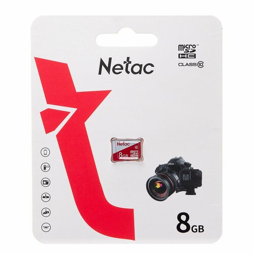 Карта памяти Netac P500 Eco MicroSD, 8 Гб, без адаптера, class 10, 1 шт