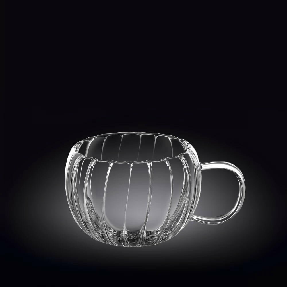 фото Wilmax Чашка из термостекла объемом 400мл, прозрачная/рифленая