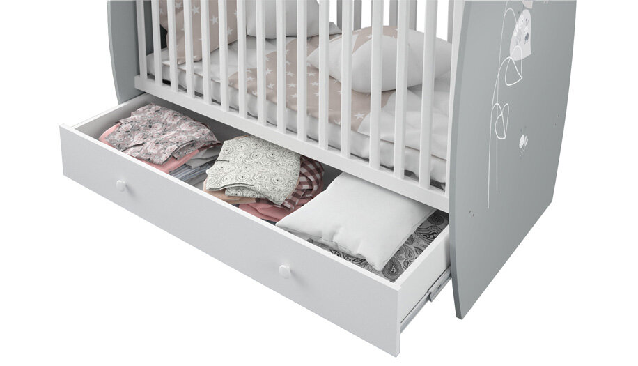 Кровать детская Polini kids French 710 Amis, с ящиком белый/серый - фото №3