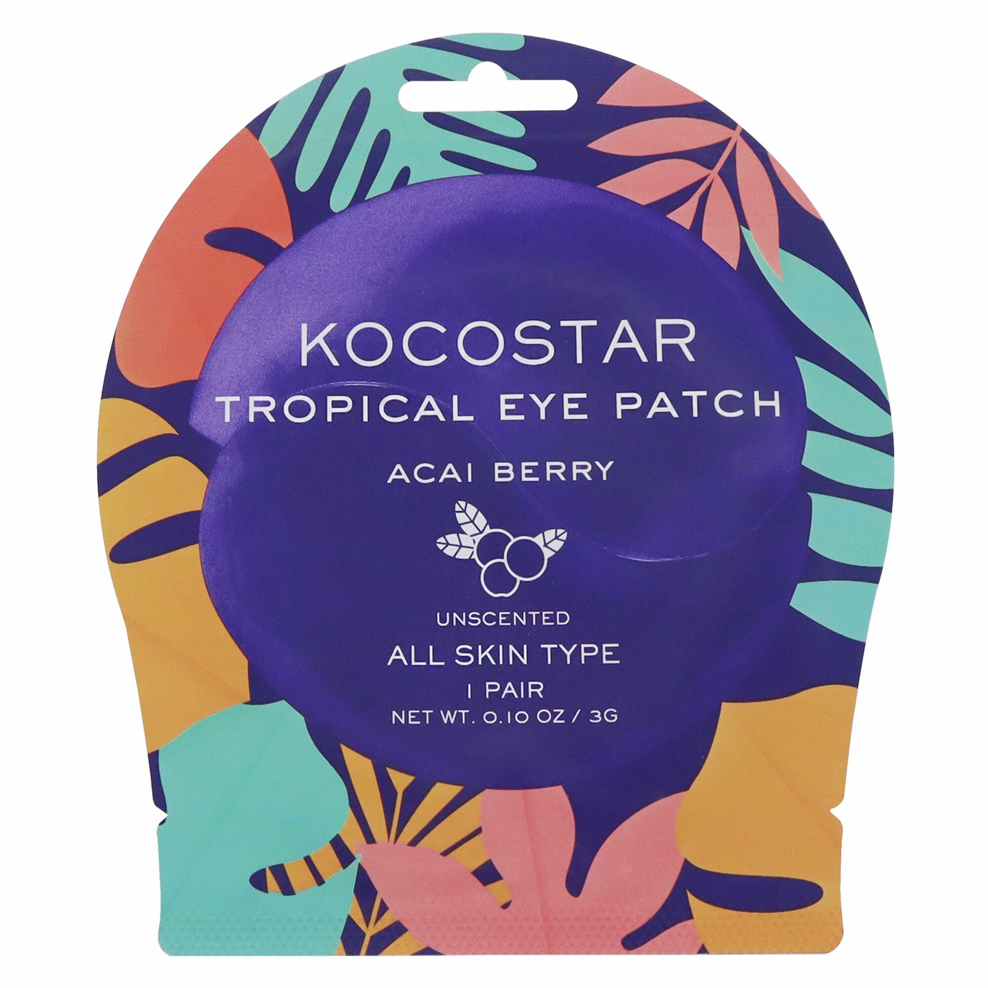 KOCOSTAR TROPICAL EYE PATCH ACAI BERRY Гидрогелевые патчи под глаза с экстрактом ягоды асаи 3мл