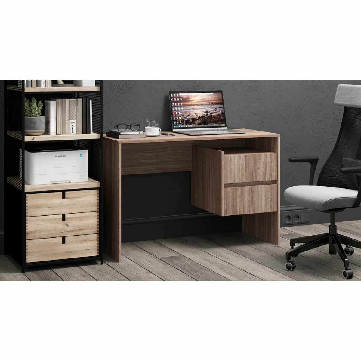 фото Стол письменный ПС-06 (Улучшенная фурнитура) - Ясень шимо темный