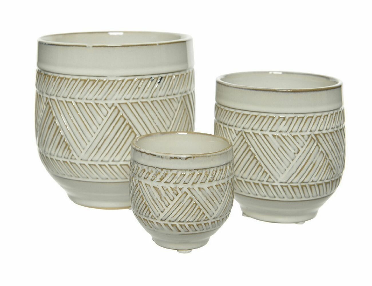 Набор декоративных кашпо занзибар санд, керамика, 8-14 см, 3 шт, Kaemingk 850632-1