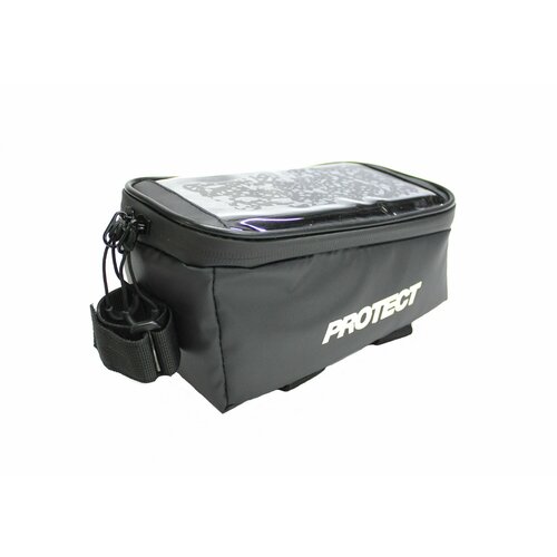 Велосумка на раму с отделением для смартфона, 2 комплекта строп, р-р 19х10х10 см, цвет черный, PROTECT