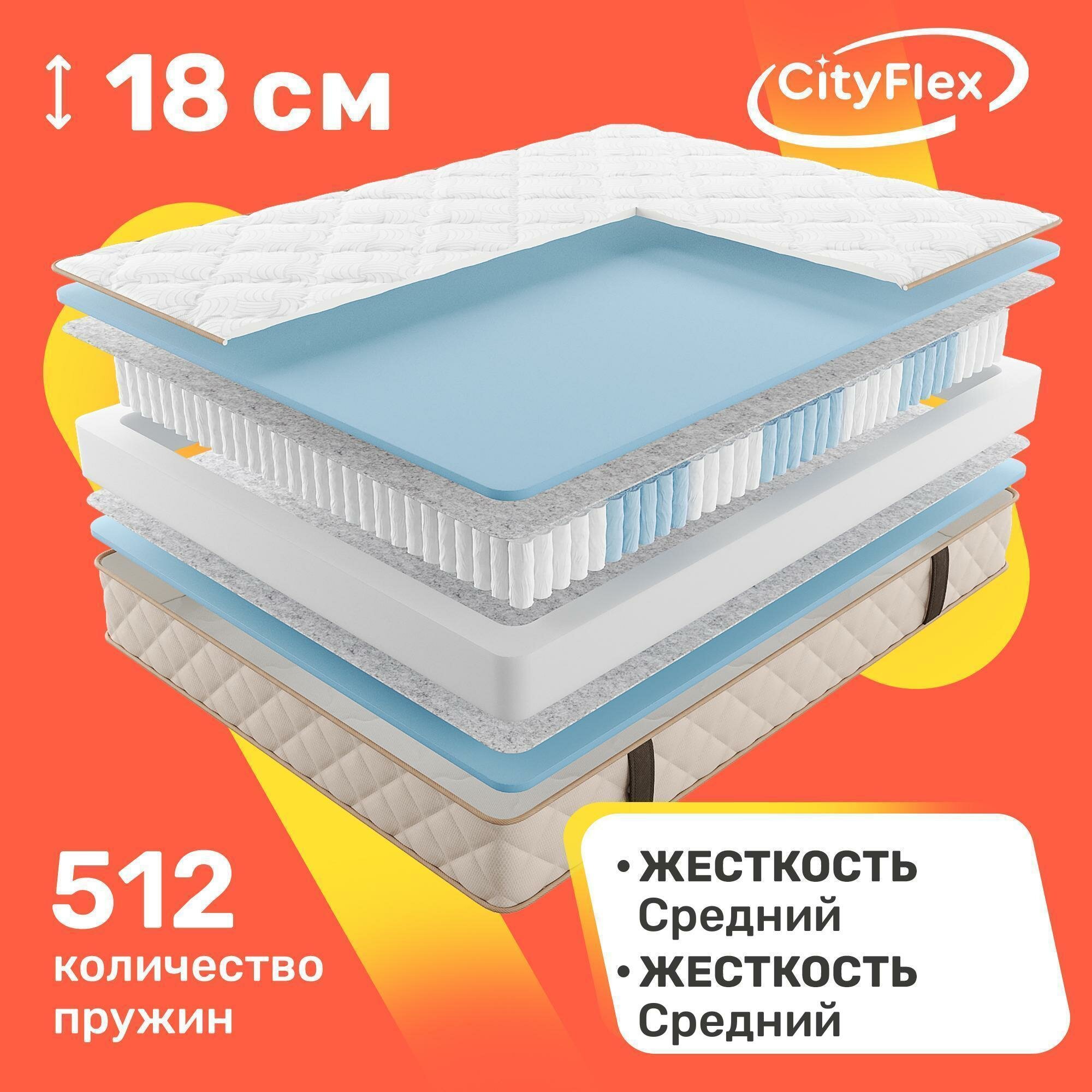 Матрас с независимыми пружинами CityFlex Kinna 160x200