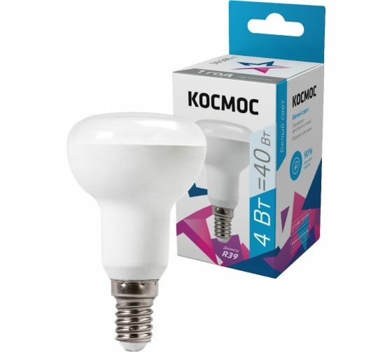Лампа светодиодная LED R39 4Вт 220В E14 4500К Lksm_LED4wR39E1445 КОСМОС - фото №2