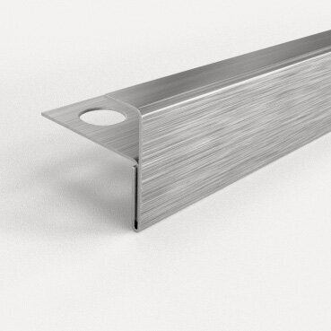 Изображение товара Профиль F-образный для плитки 10 мм Лука ПУ13-10 НС, длина 2,7 м, нержавеющая сталь сатинированная