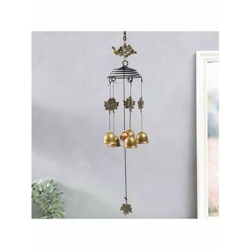 Музыка ветра металл Павлин и листики 5 колокольчиков под 858₽
