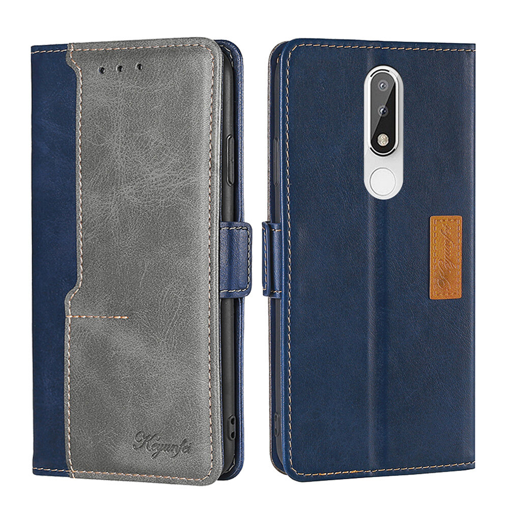 Чехол-книжка MyPads для
 Nokia 5.1 Plus (X5) / Нокиа 5.1 Плюс, смешать два цвета (синий + серый)