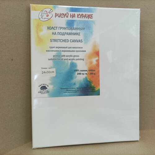 Холст грунтованный 2430 см на подрамнике хлопок 280гм2 с клиньями Рисуй на кураже 604₽