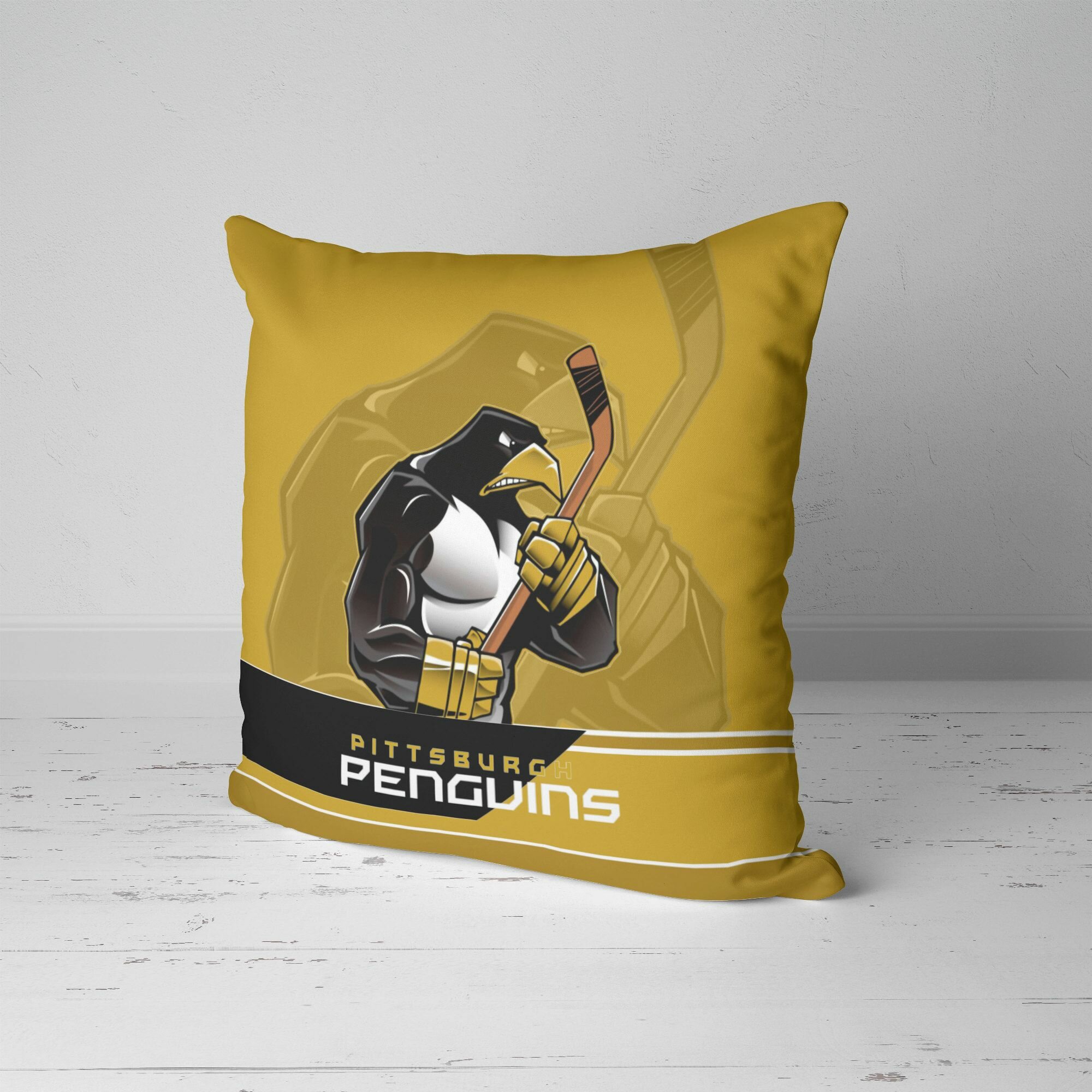 Подушка декоративная 45х45см / Разные хоккейные принты / Хоккей / Pittsburgh Penguins