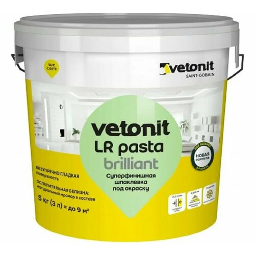 Готовая шпатлевка Vetonit LR Pasta Brilliant ЛР Паста Бриллиант 5 кг белый