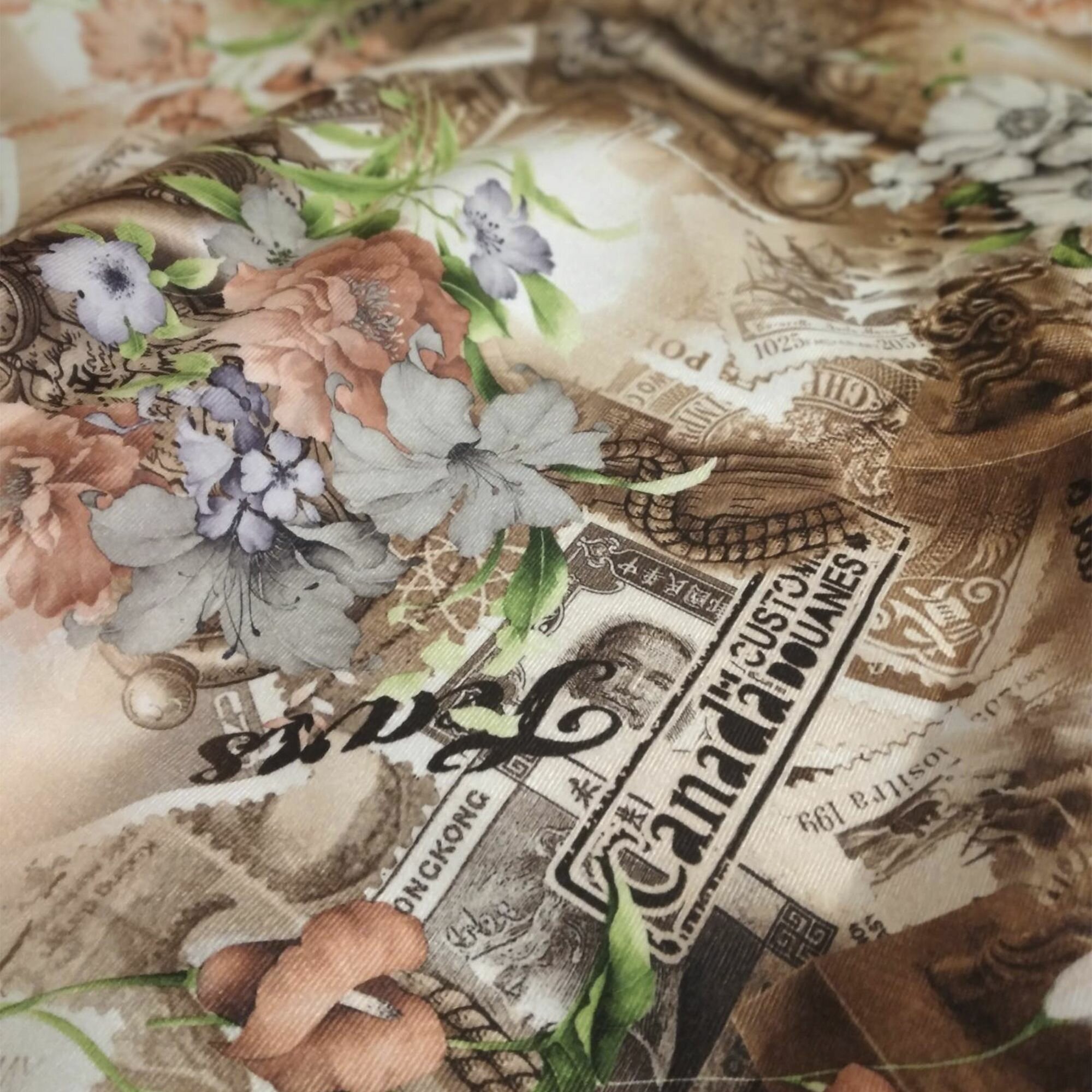 Мебельная ткань Микровелюр с принтом Путешествие отрез 3метра