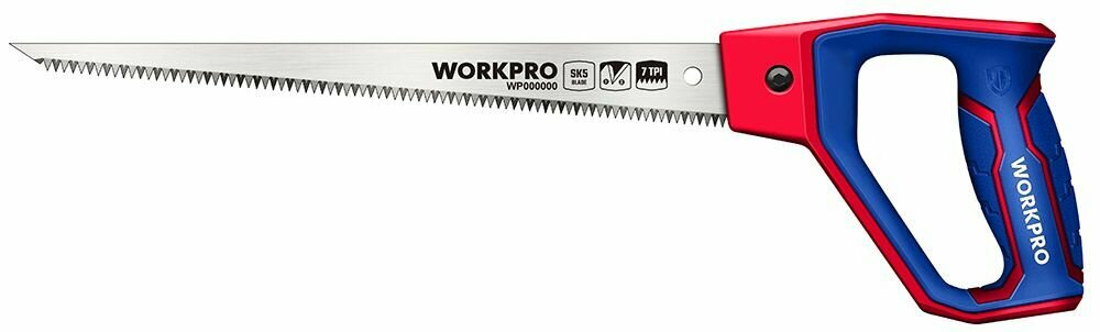 Ножовка выкружная WORKPRO двухкомпонентная рукоятка сталь 65Mn 300 мм 7TPI