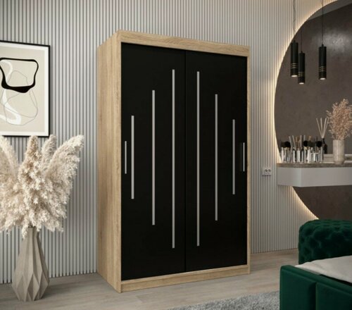 Изображение товара Шкаф-купе МебельЛэнд24 Валмиера NEW - 2 Дуб Сонома / Черный 100x40x190 дуб светлый для одежды двухдверный