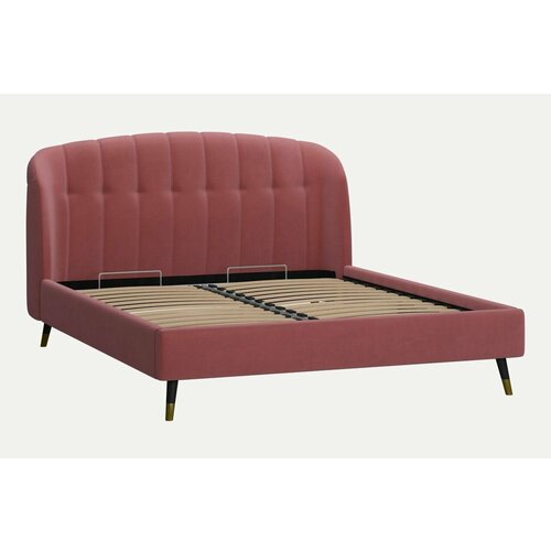 фото Кровать 160х200 двуспальная divan.ru льери 160 велюр розовый, 225х179х112 см