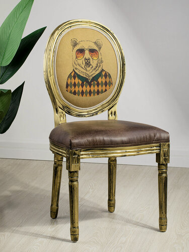 Изображение товара 51-032 Стул Белый медведь 48х46х96см, Дерево, полиуретан, искусственная кожа, лен, Glasar