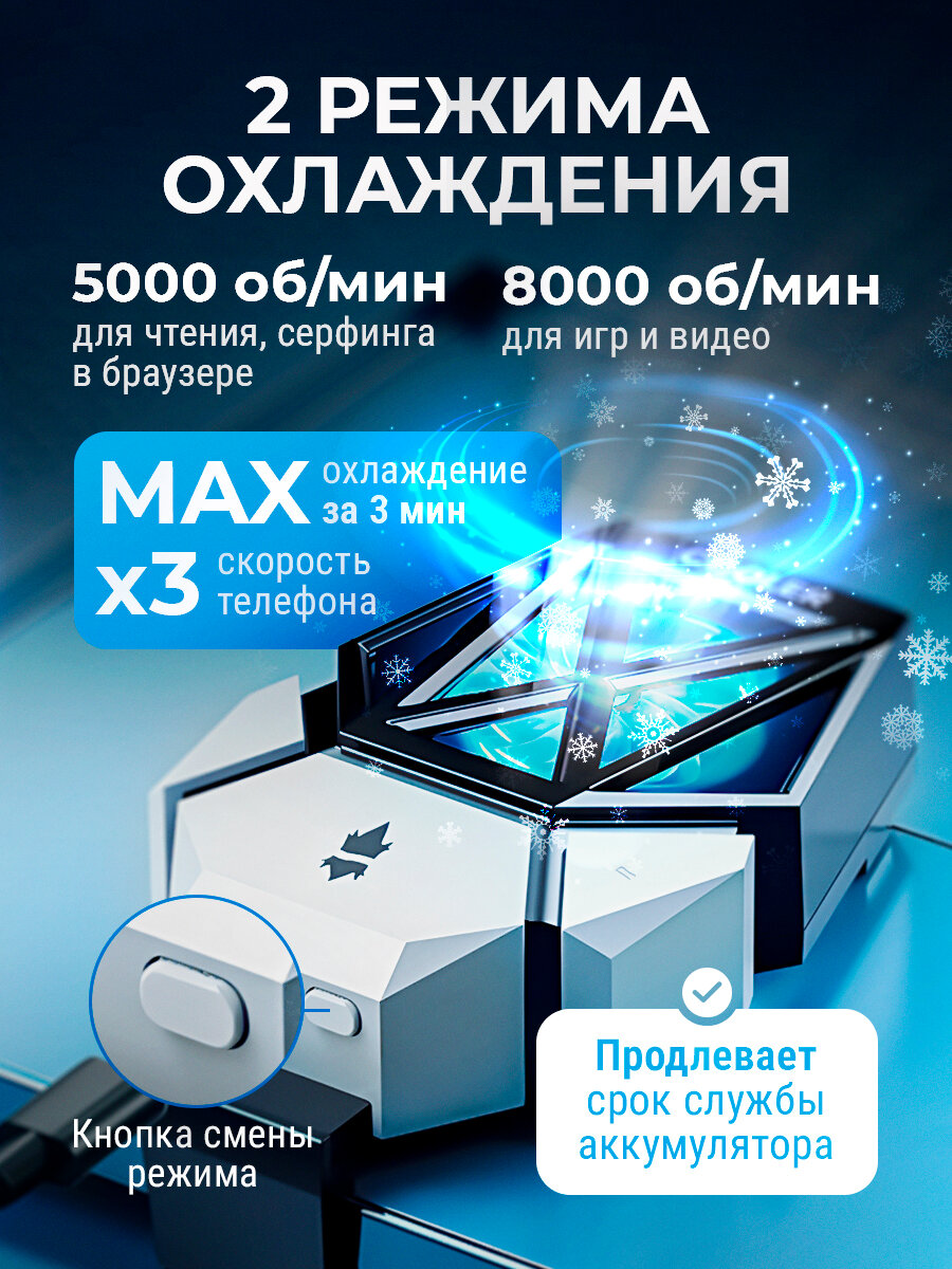 Кулер Savlaro, для телефона, с напальчниками, вентилятор, для корпуса, для смартфона — фото 1