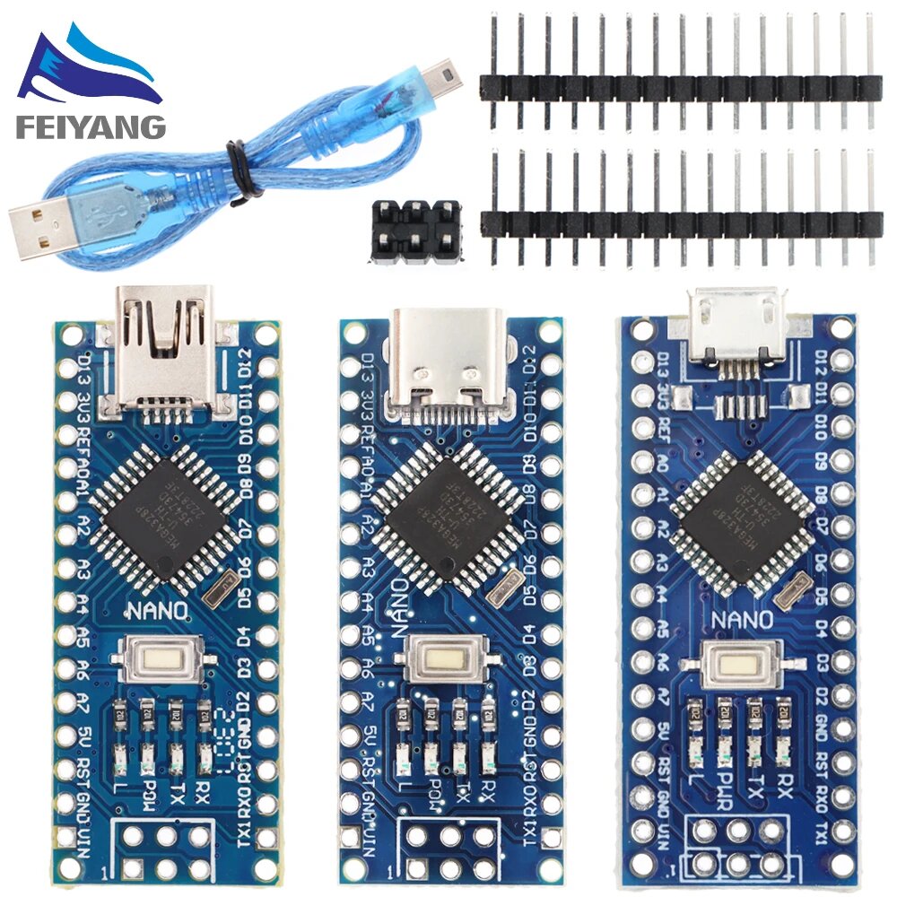 Совместимый контроллер Nano V3.0 для Arduino с загрузчиком и USB-драйвером CH340, 16 МГц, в ассортименте, ATMEGA328 Micro — фото 1