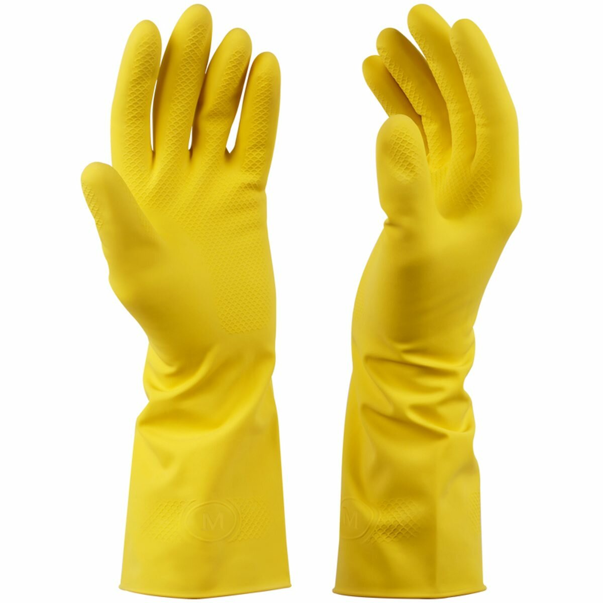 Перчатки латексные OfficeClean Люкс, х/б напыление, плотные, размер 8 (M), желтые, 1 пара (337388), 12 уп.