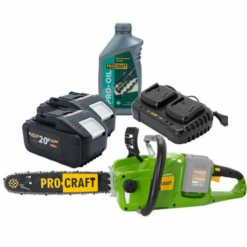 Аккумуляторная цепная пила Pro-Craft Professional PCA40/2 MAX. 2 аккумулятора 8Ач. + Зарядное устройство в комплекте