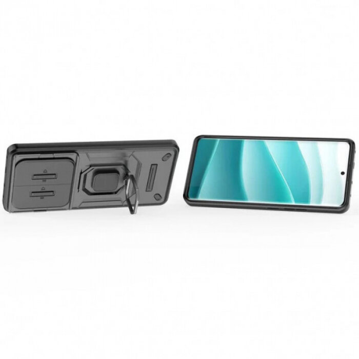 Transformer Ring Holder Противоударный чехол с кольцом и шторкой камеры для Xiaomi Redmi Note 14 Pro 5G / Poco X7 5G — фото 1