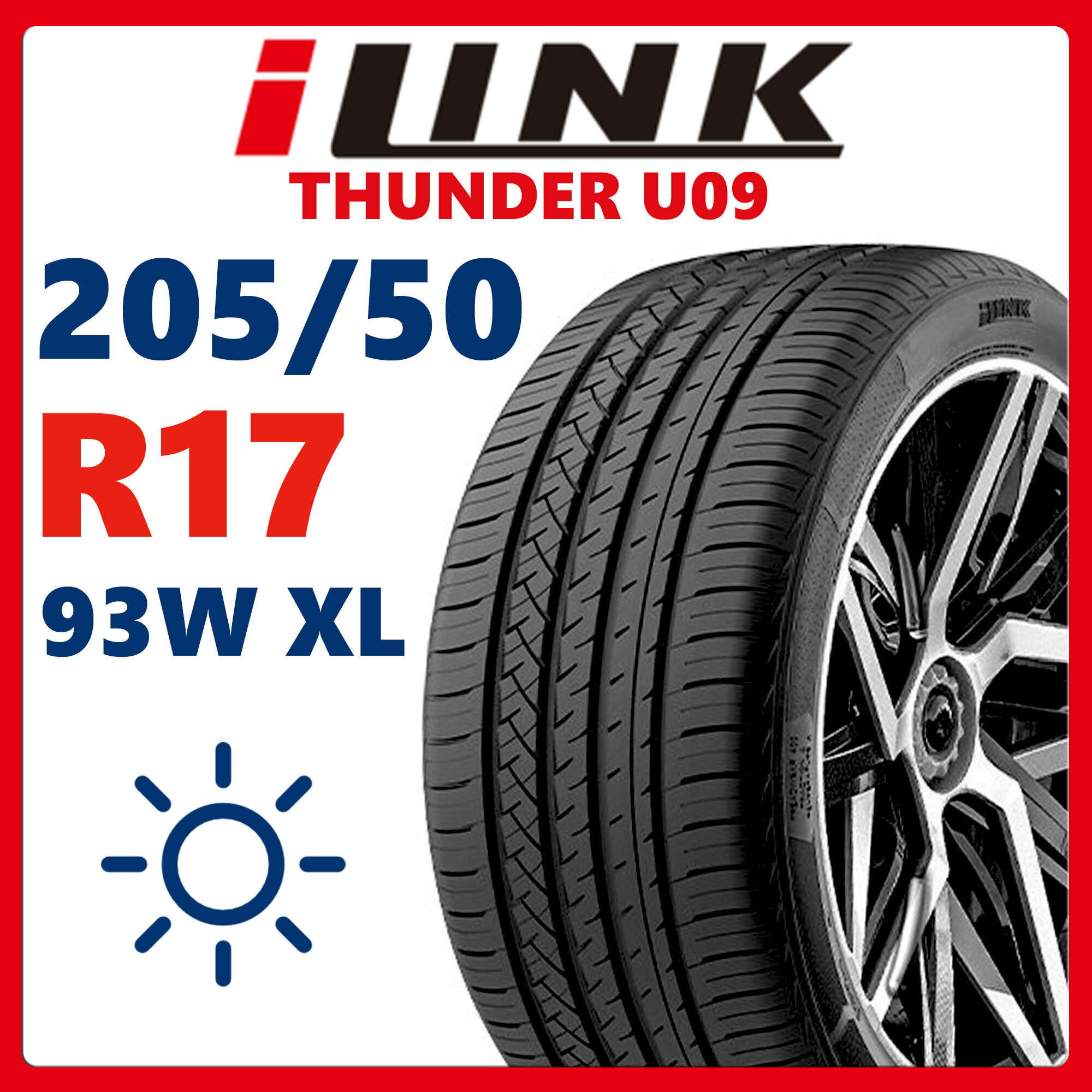 Летние шины iLink Thunder U09 205/50 R17 93W XL асимметричный, ненаправленный протектор
