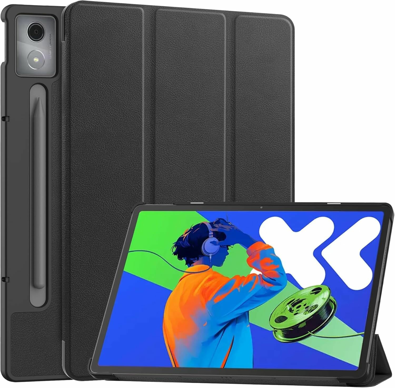Защитный чехол для планшета Lenovo Xiaoxin Pad Pro 12.7 2024/2025 TB375/Lenovo Zhaoyang K12 TB373, Черный
