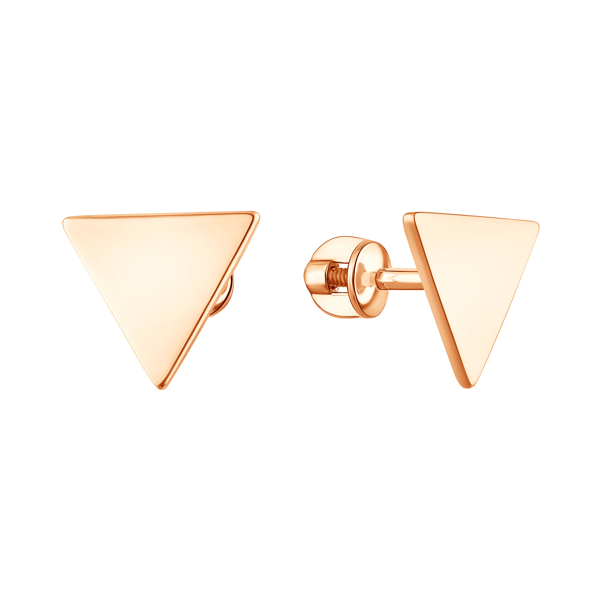 Серьги пусеты, красное золото, 585 проба