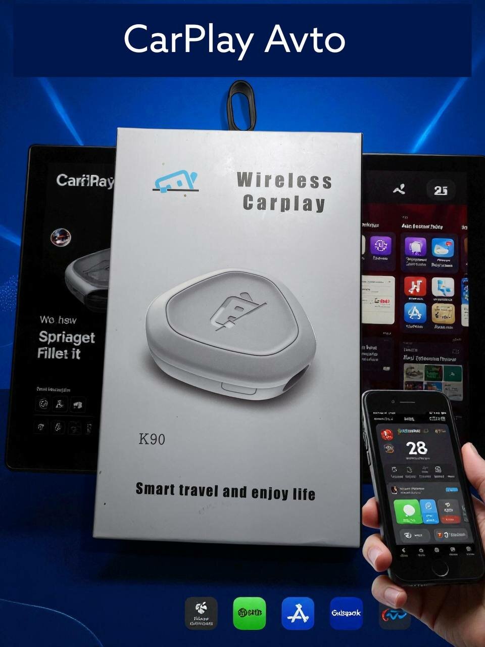 Система CarlinKit, поддержка CarPlay, Android Auto, Bluetooth, Wi-Fi, GPS