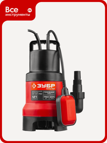 Изображение товара Дренажный насос ЗУБР 750 Вт для грязной воды НПГ-М1-750, загрязненной воды зубр