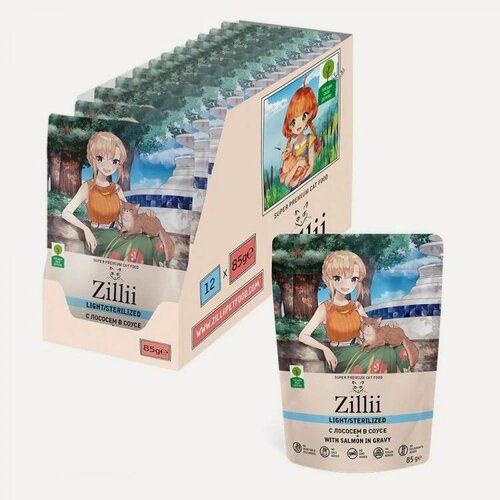 Изображение товара Влажный корм Zillii Sterilized/Light для стерилизованных кошек с лососем в соусе, в паучах - 85 г х 12 шт