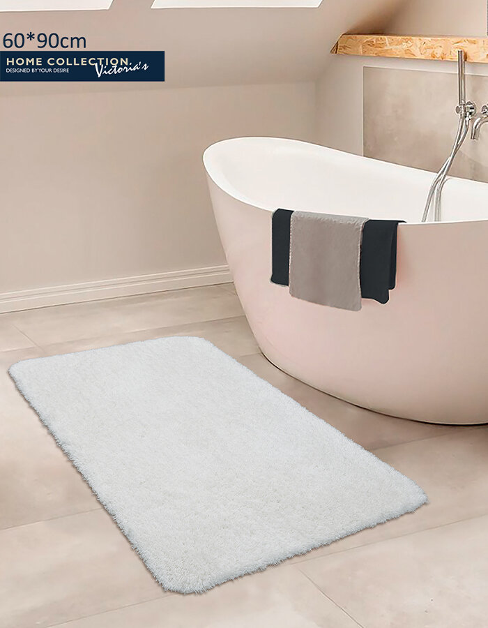 Коврик 60х90см для ванной комнаты нескользящий белый премиум коллекция