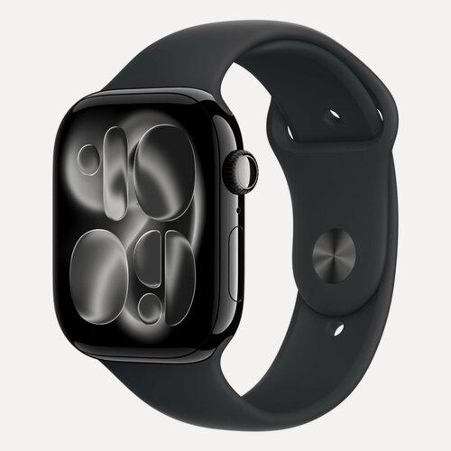 Изображение товара Умные часы Apple Watch Series 11, 46mm, Jet Black Aluminum Case with Black Sport Band, M/L