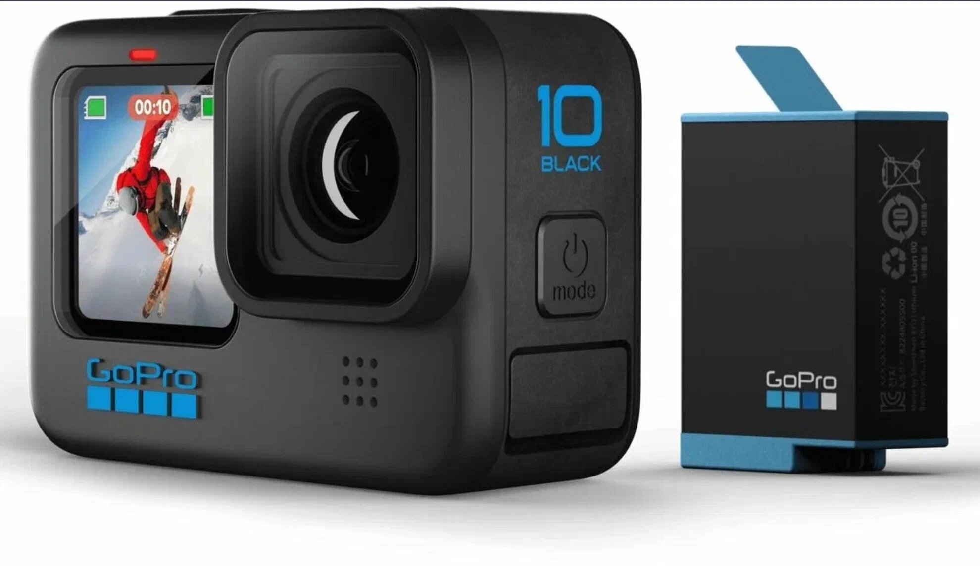 Экшн-камера GoPro HERO10 Black, 23.6МП, 5312x2988, 1720 мА·ч, черный