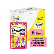 Лакомство для кошек  Dreamies Подушечки Mix, 360 г 6 уп. (шоу бокс) ассорти