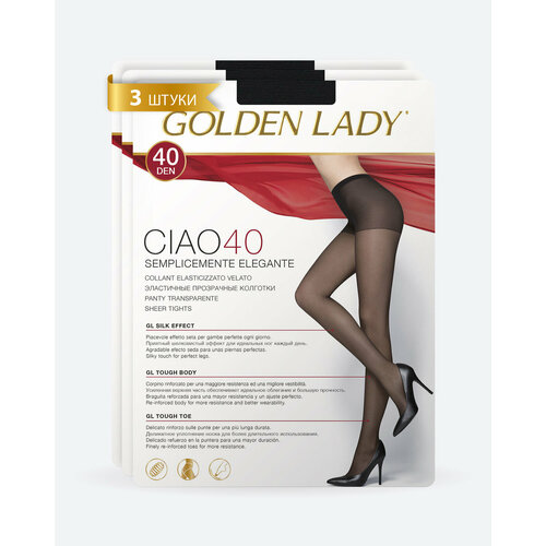 Колготки Golden Lady Ciao, 40 den, 3 шт., размер 5, черный колготки golden lady 40 den 3 шт размер 5 серый бежевый