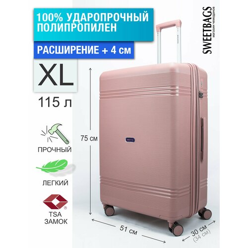 фото Чемодан , 130 л, размер xl, розовый sweetbags