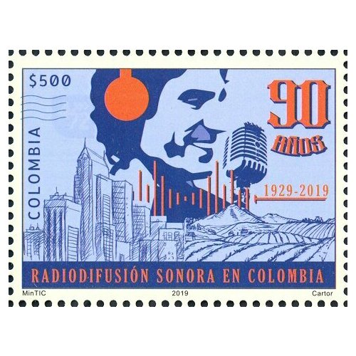 Почтовые марки Колумбия 2019г. 90 лет Радио Сонора Радио MNH
