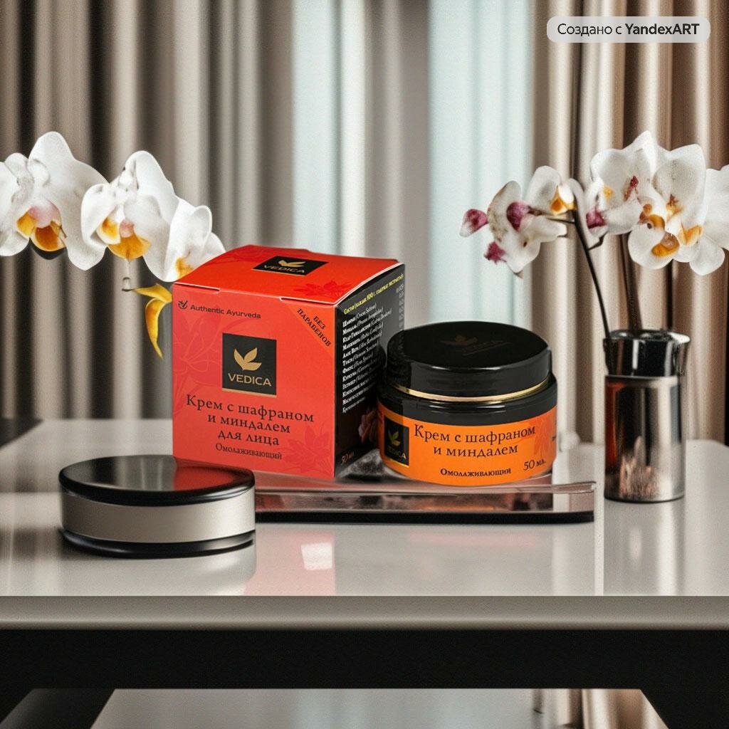 Крем для лица Aasha Herbals D10692 С шафраном и миндалем 50 мл Vedica - фото №7