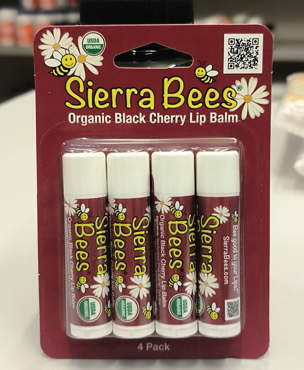 Sierra Bees Бальзам для губ Черная вишня, 4 шт, черный