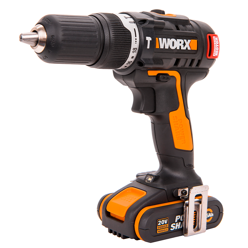 Дрель-шуруповерт ударная WORX WX367.3 20V 40Нм бесщеточная аккумуляторная с двумя 2Ач батареями, 2А зарядкой и кейсом